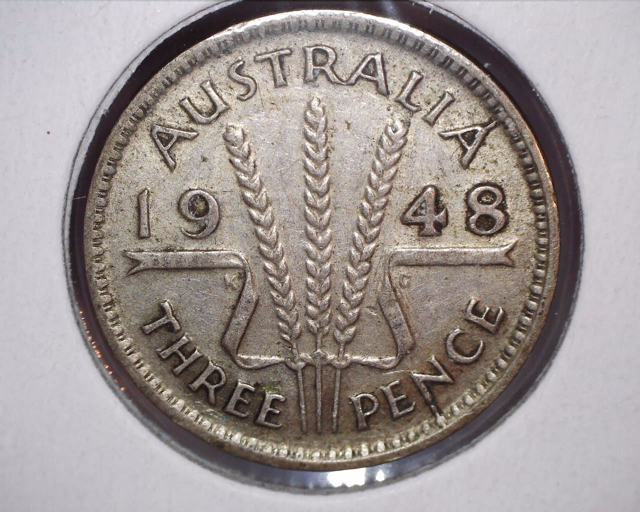 1948 Australian Three Pence - 50% Silver - Die Crack Error