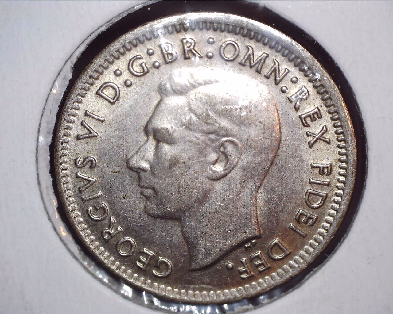 1950 Australian Three Pence - 50% Silver - Die Crack Error