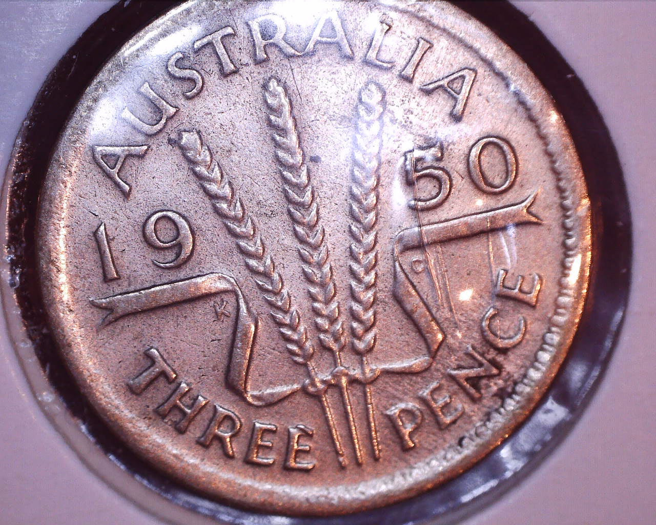 1950 Australian Three Pence - 50% Silver - CUD Error