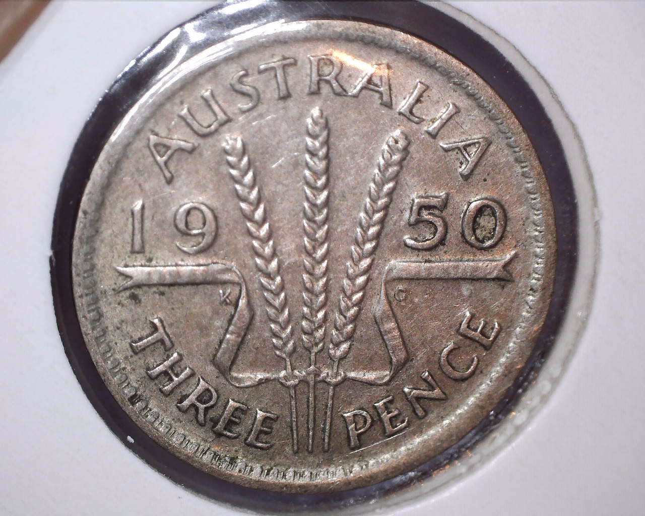 1950 Australian Three Pence - 50% Silver - Die Crack Error