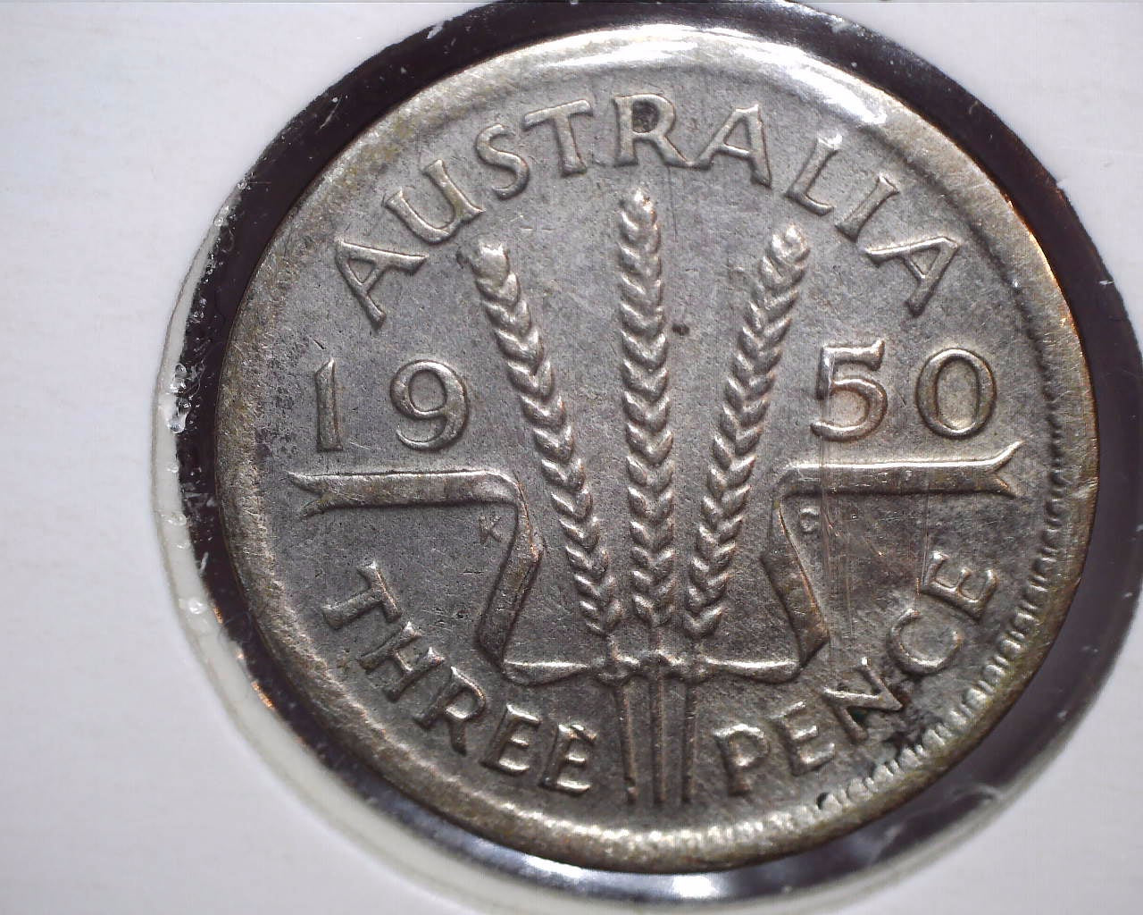 1950 Australian Three Pence - 50% Silver - CUD Error