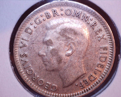 1950 Australian Three Pence - 50% Silver - Die Crack Error