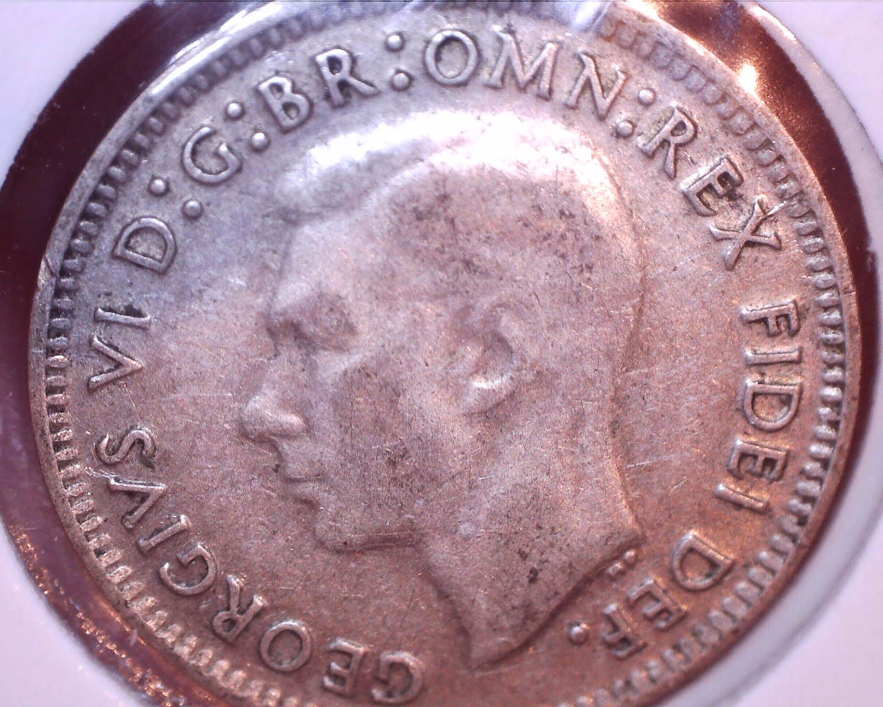 1950 Australian Three Pence - 50% Silver - Die Crack Error