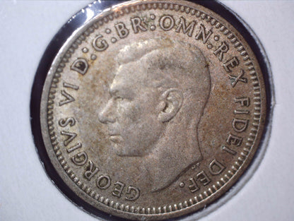 1951 - PL Australian Three Pence - 50% Silver - Die Crack Error