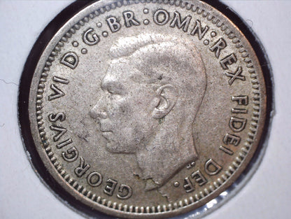 1951 - PL Australian Three Pence - 50% Silver - Die Crack Error