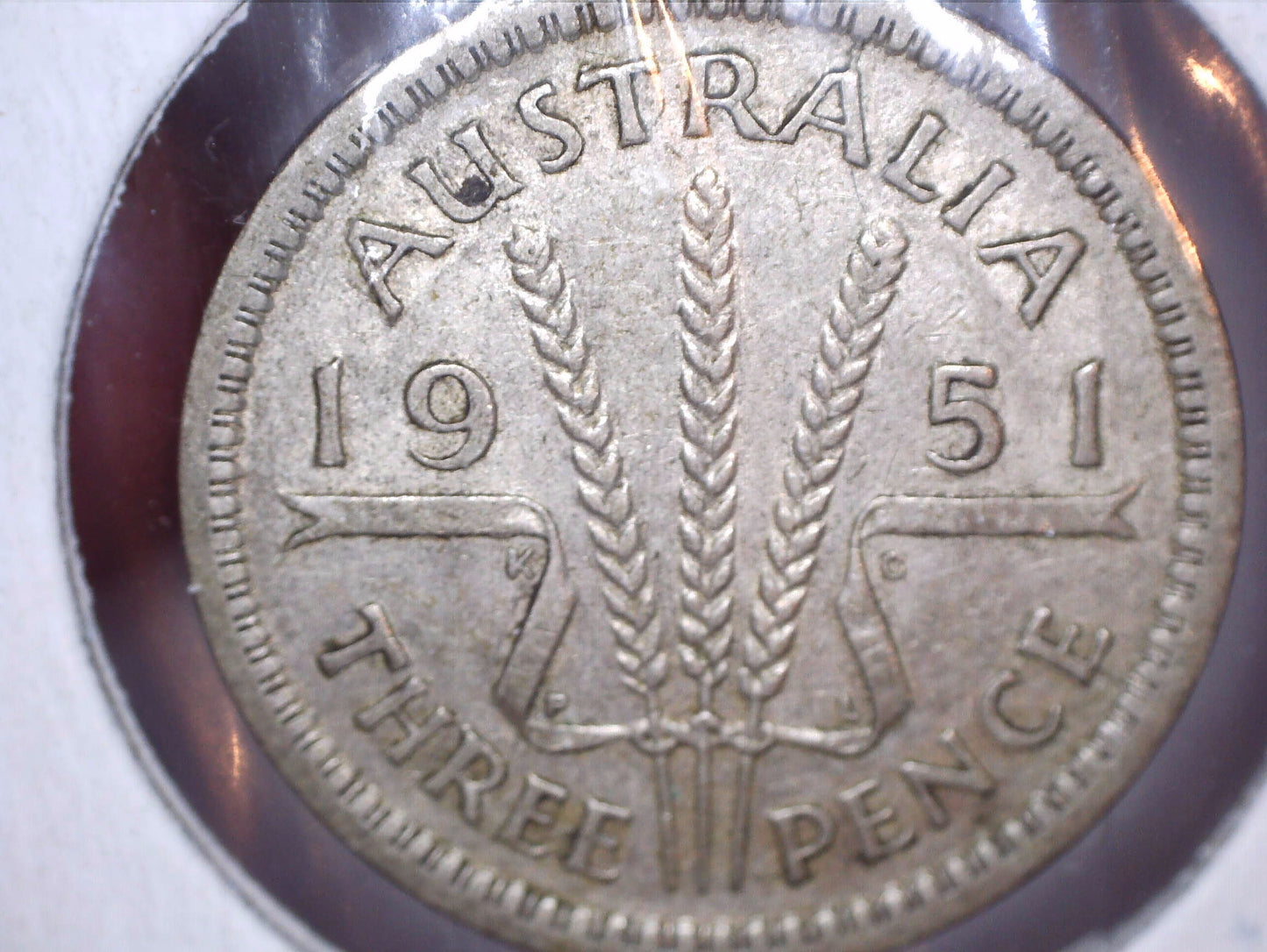 1951 - PL Australian Three Pence - 50% Silver - Die Crack Error