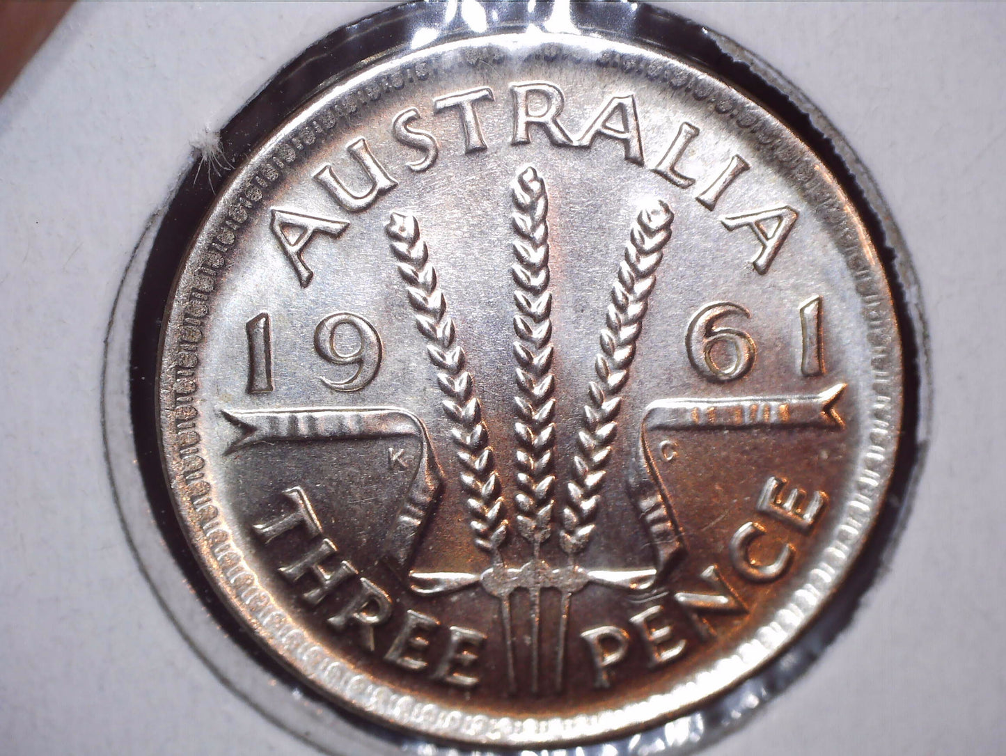 1961 Australian Three Pence - 50% Silver - Weak Strike / Die Filled Error