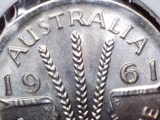 1961 Australian Three Pence - 50% Silver - Weak Strike / Die Filled Error