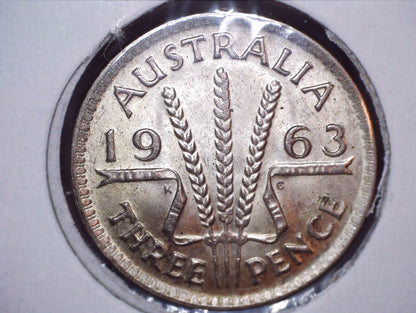 1963 Australian Three Pence - 50% Silver - Doubling Error