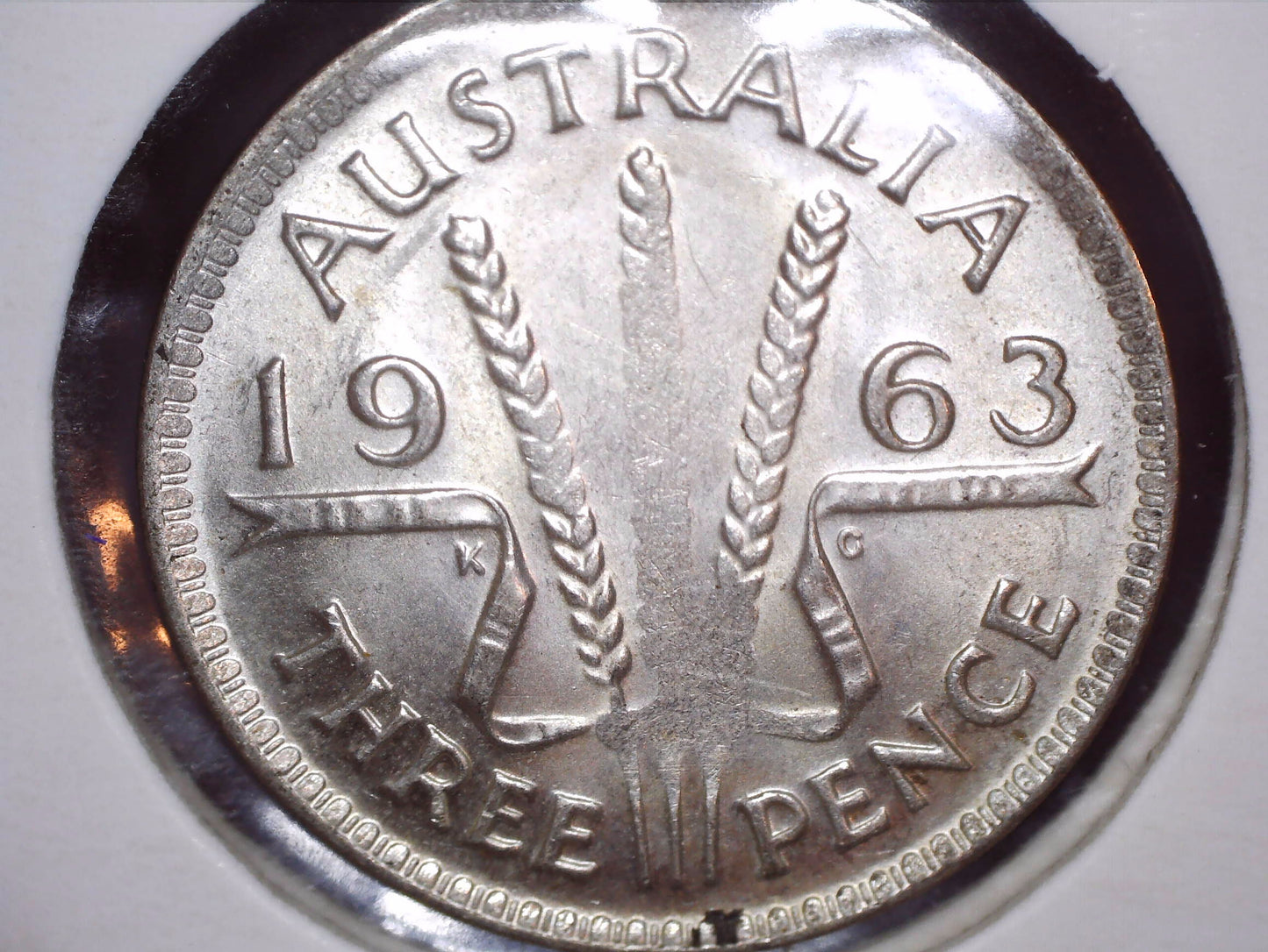 1963 Australian Three Pence - 50% Silver - Weak Strike Error