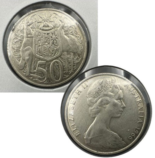 1966 Australian Round 50 cent coin - .800 Silver