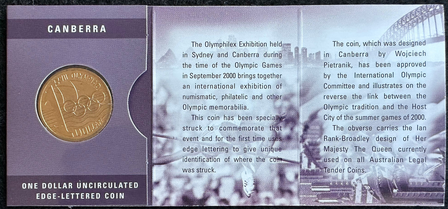 2000 $1 'Olymphilex 2000 - XXVII OLYMPIAD' C Mintmark Carded Coins