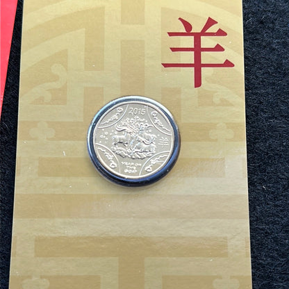 2015 $1 Lunar Year of the Goat Al Br Unc Coin in RAM Card