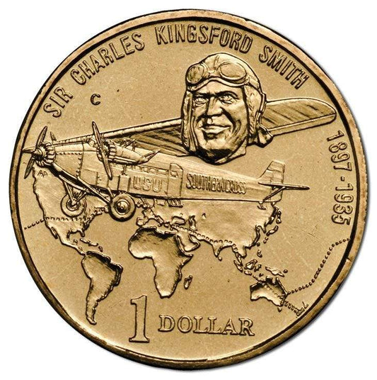 1997 $1 Sir Charles Kingsford Smith The Worlds Greatest Pioneering Aviator C Mintmark carded coin