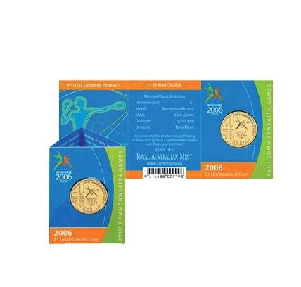 2006 UNC $1 Commonwealth Games coin 'M' mintmark in card