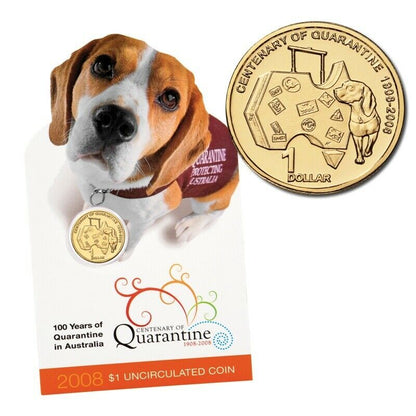 2008 $1 One Dollar Carded Coin 100 Years Quarantine