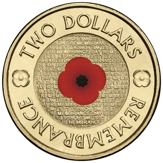 2012 $2 two dollar remembrance Red Poppy RSL UNC Coin Card