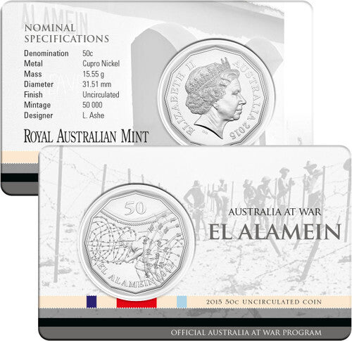 2015 Australians at War - El Alamein 50 cent Uncirculated Decimal Coin