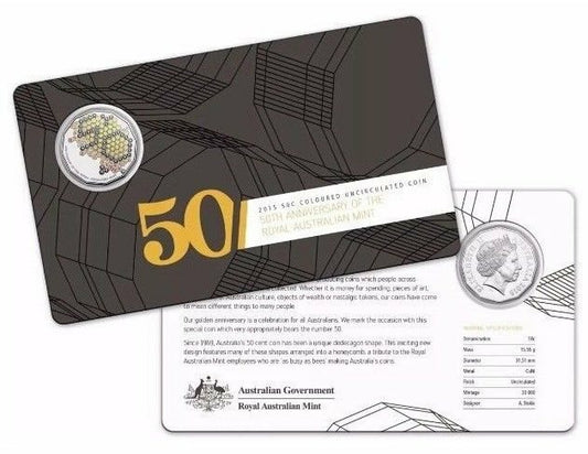 2015 50c Coloured Uncirculated Coin 50th Anniversary of the Royal Australian Mint