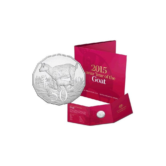 2015 Royal Australian Mint Fifty Cents 50c Lunar New Year of the Goat Tetra-Decagonal Lunar Series Coin