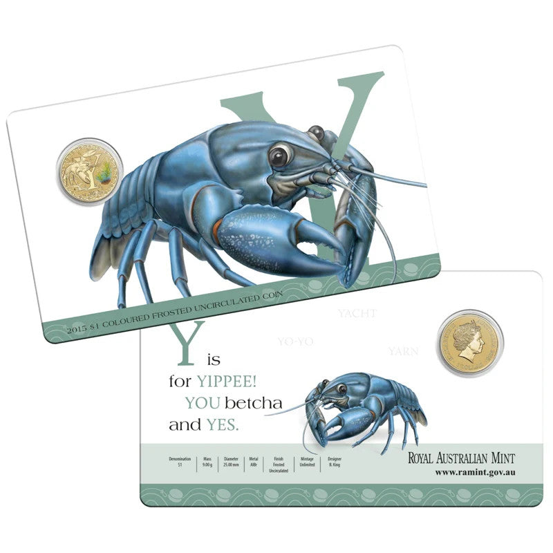 2015 $1 Colour Printed Frosted Uncirculated Alphabet Coin – Letter Y