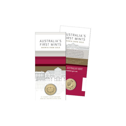 2016 Australia’s First Mints Growth from Gold $1 coin on card Sydney Counterstamp