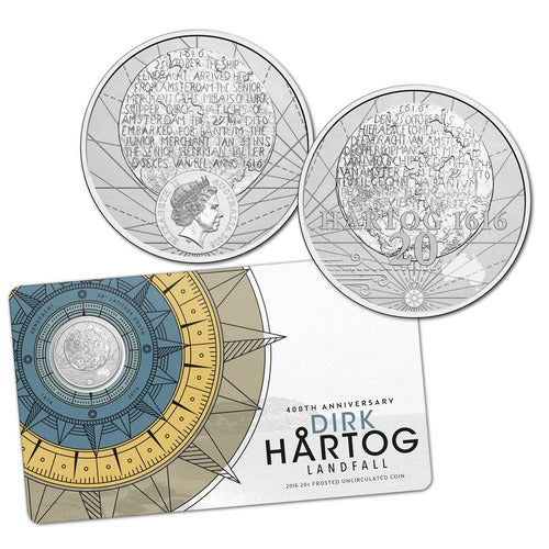 2016 400th Anniversary Dirk Hartog Landfall Twenty 20 cent Uncirculated Coin on card