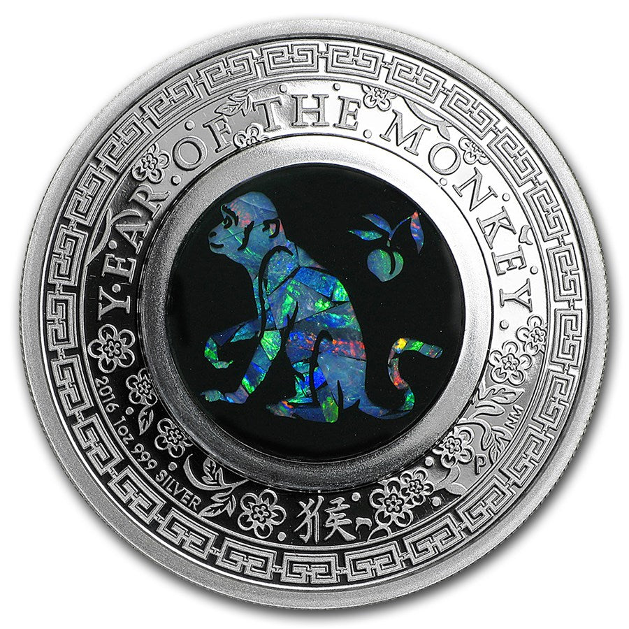 2016 Australian Opal Lunar Series Year of the Monkey 1oz Silver Proof Coin