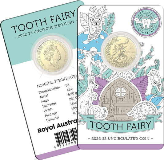 2022 $2 two dollar Tooth Fairy Uncirculated coin on card