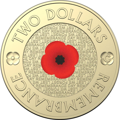 2022 $2 10th Anniversary Remembrance Day Red Poppy C Mintmark on card