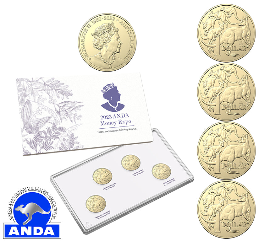 2023 $1 ANDA Money Expo 4 Coin Privy Mark Set