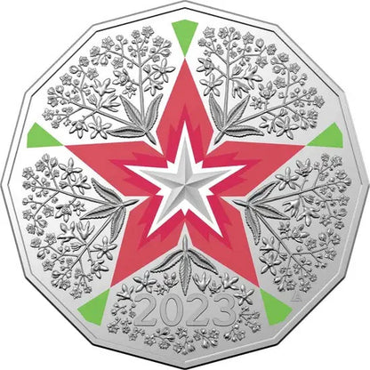 2023 50 Cent Christmas Decoration Coin Festive Floral Uncirculated - White Card