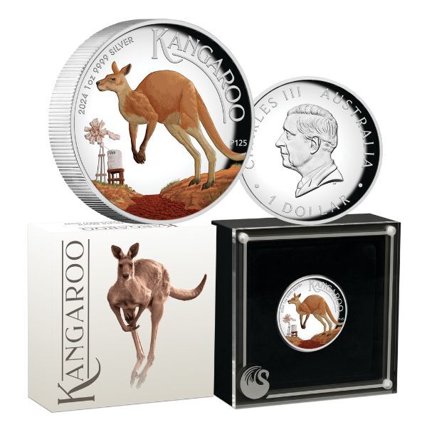 2024 $1 Australian Kangaroo – 1oz Silver Proof High Relief Coloured Coin