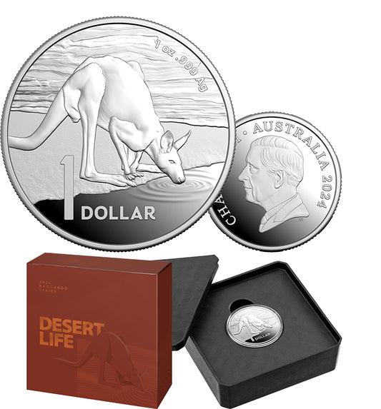 2024 Kangaroo Series – Desert Life 1oz Fine Silver Proof Coin