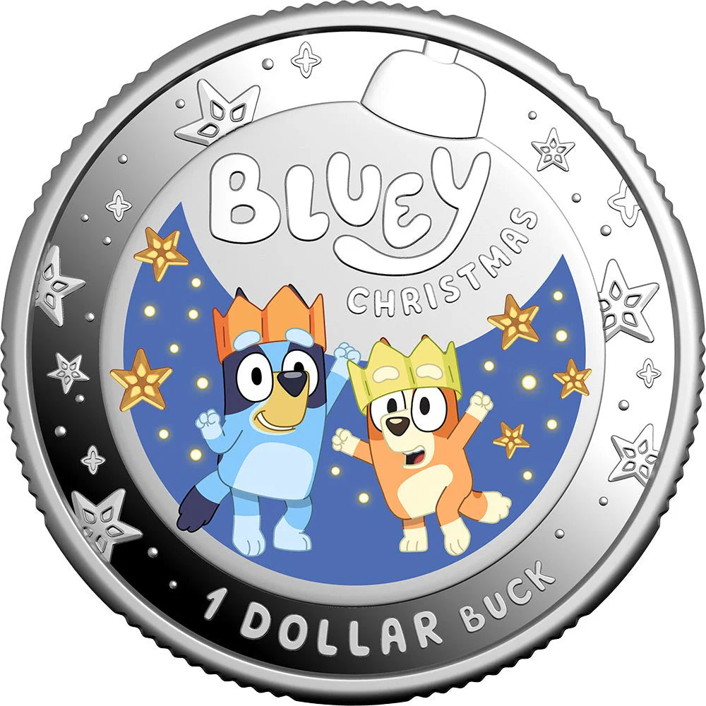 2025 Bluey Silver Proof $1 Coloured Christmas Coin