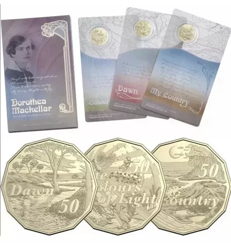2025 50c Dorothea Mackellar – Treasured Australian Poetry Uncirculated Three-Coin Collection