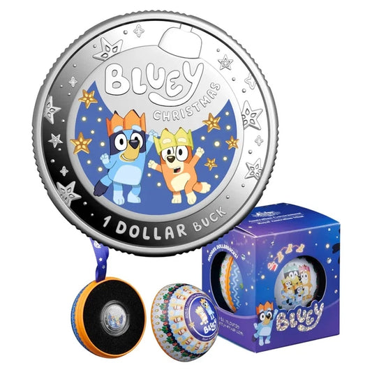 2025 Bluey Silver Proof $1 Coloured Christmas Coin