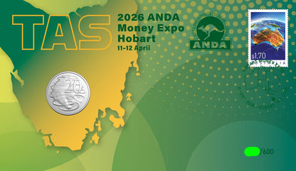 2026 Tasmania ANDA Money Expo ‘TAS’ Privy Mark 20c PNC