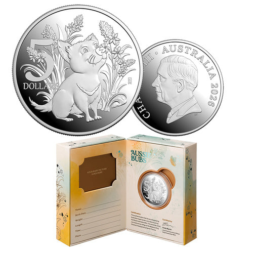 2026 Baby Coin – Aussie Bubs Tassie Devil Joey $5 Fine Silver Proof Coin