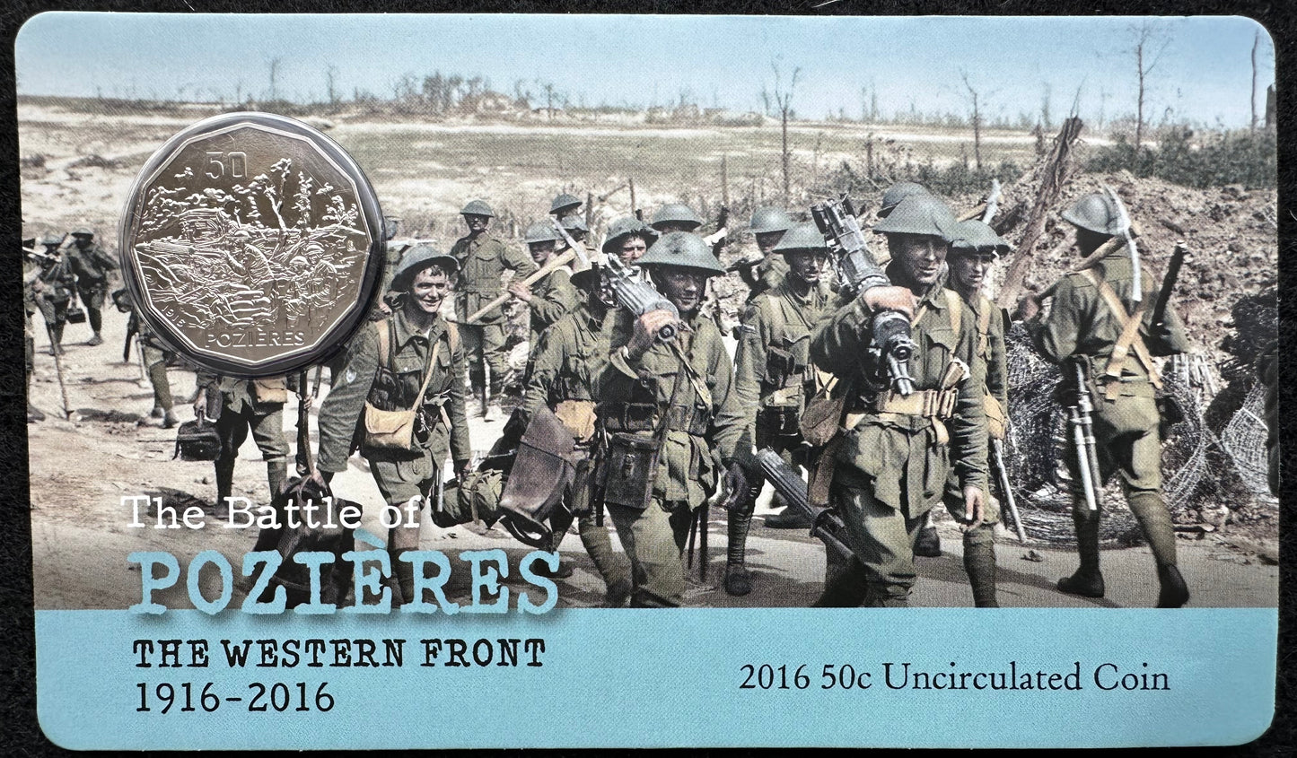 2016 50 cent The Battle of POZIERES The Western Front 1916-2016 carded coin