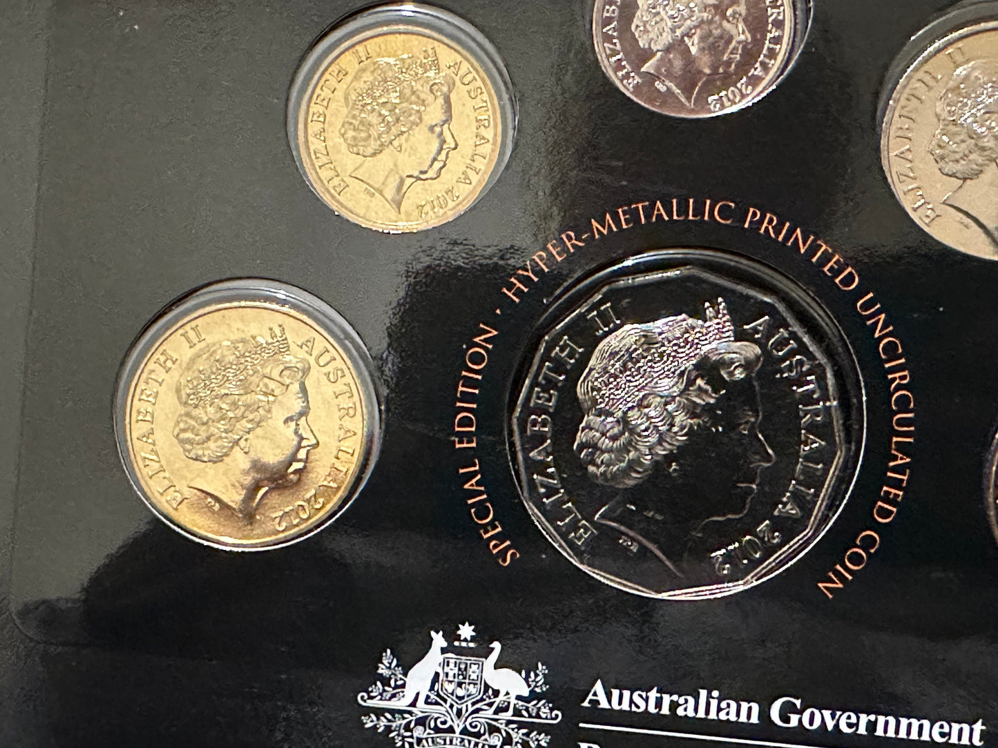 2012 Royal Australian Mint Six Coin Unc Set - Hyper-metallic Printed 50c