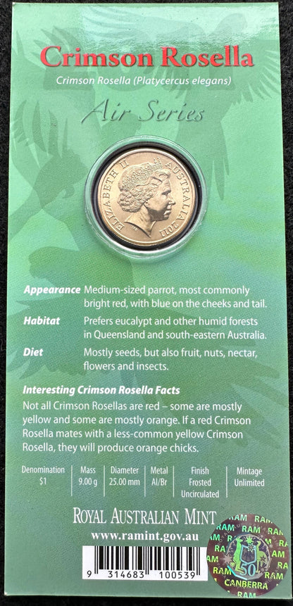 2011 $1 Air Series coloured coin - Crimson Rosella