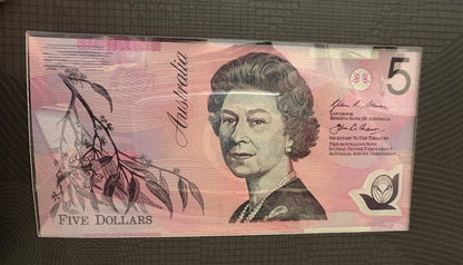 2015 $5 First Prefix Uncirculated note in Two Generations Banknotes Presentation Folder