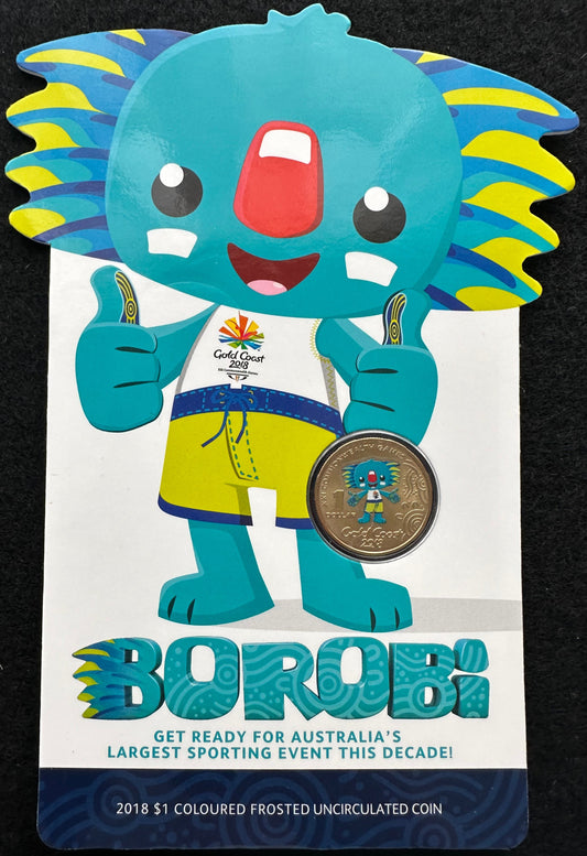 2018 $1 One Dollar XXI Commonwealth Games - Borobi Frosted Unc Coin