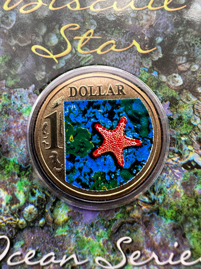 2006 $1 Ocean Series coloured coin - Biscuit Star