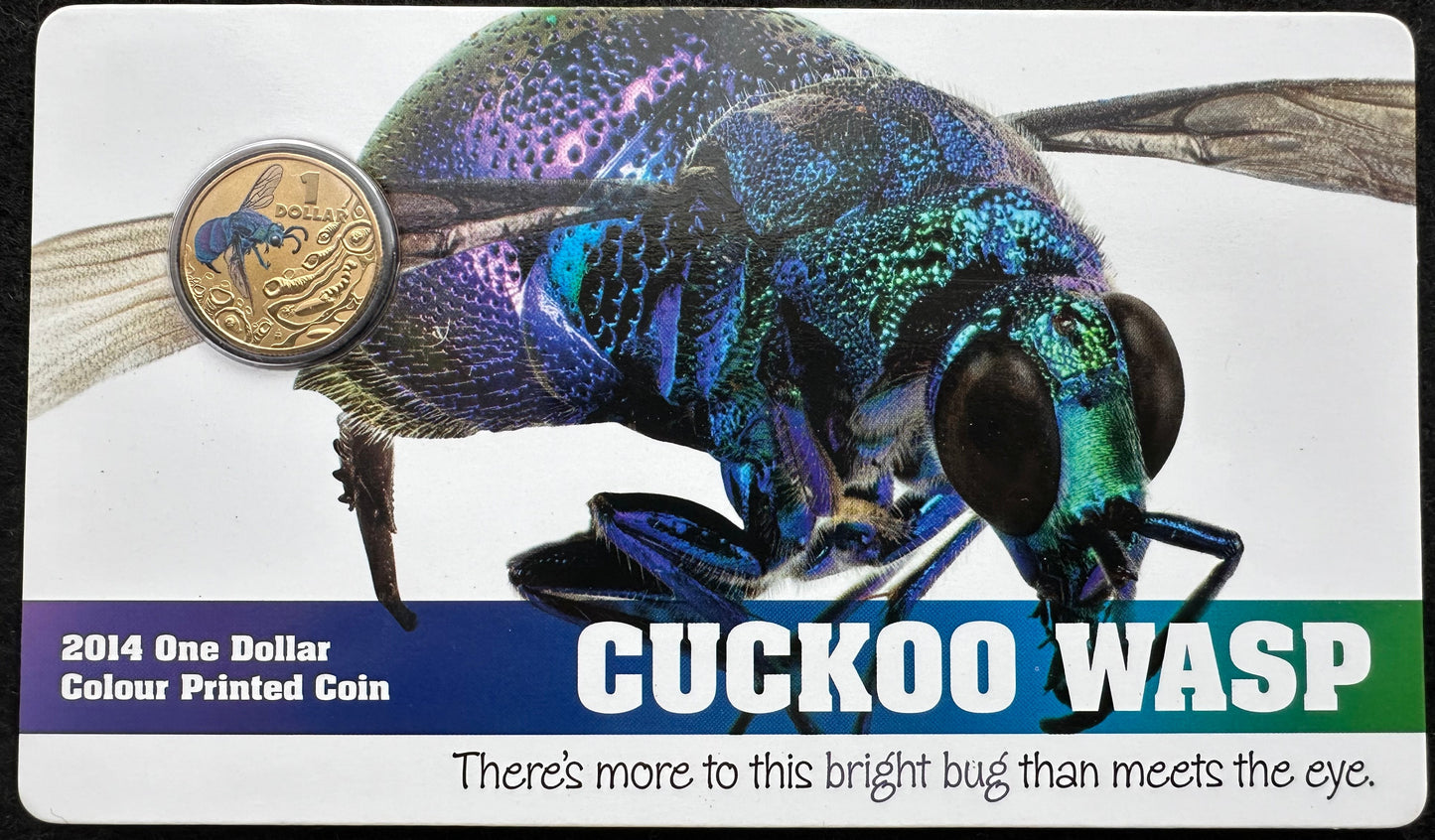 2014 $1 Bright Bugs Series – Cuckoo Wasp Uncirculated Coin in Card