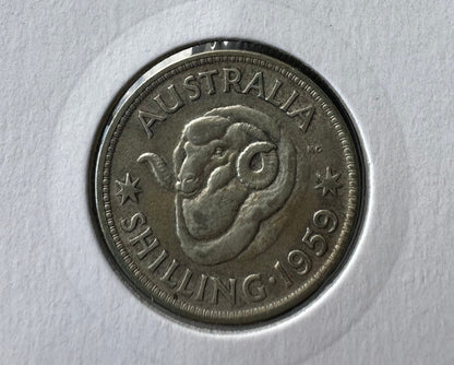 1959 Australian Queen Elizabeth II Shilling Silver