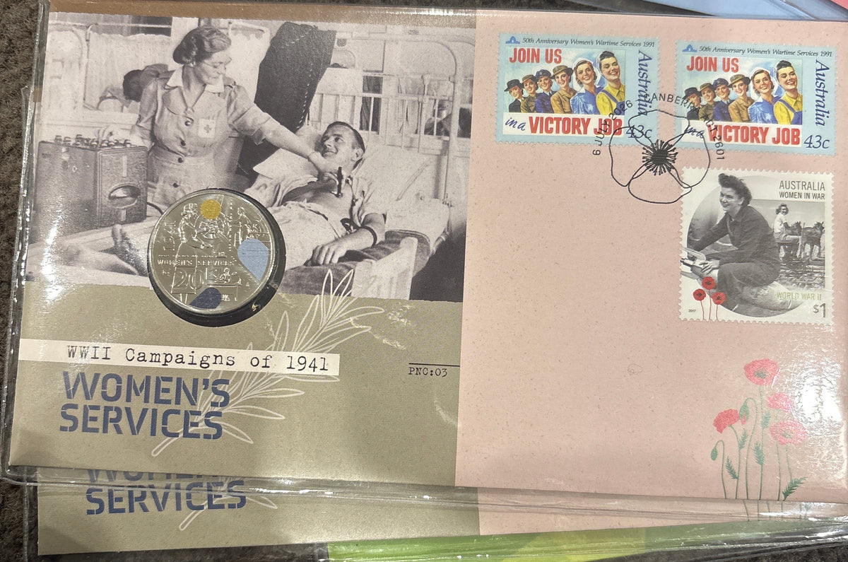 2026 20c 1941 WWII Campaigns: Women’s Services Envelope Privy Mark PNC