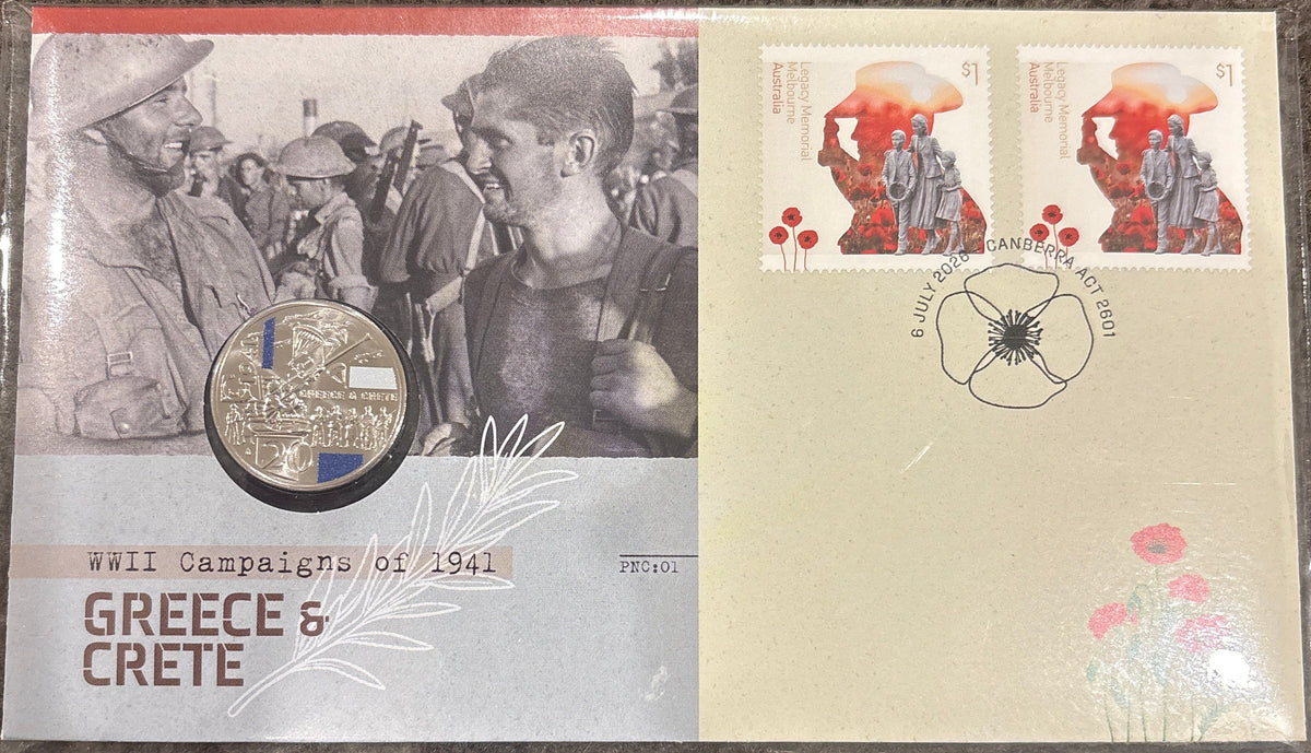 2026 20c 1941 WWII Campaigns: Greece and Crete Envelope Privy Mark PNC