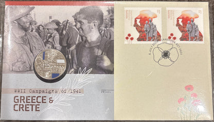 2026 20c 1941 WWII Campaigns: Greece and Crete Envelope Privy Mark PNC